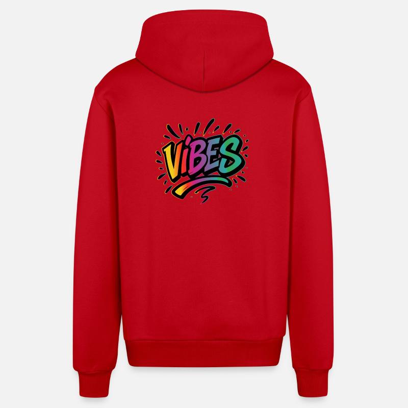 VIBES Graffiti Schriftzug – Farbstarkes Statement - Organic Relaxed Kapuzenjacke Made in EU - Rot