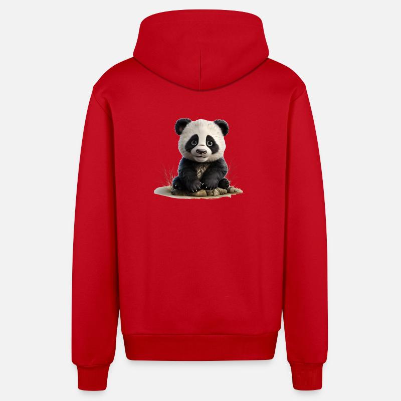 Bébé panda à la pierre - Veste à capuche bio décontractée fabriquée en UE - rouge