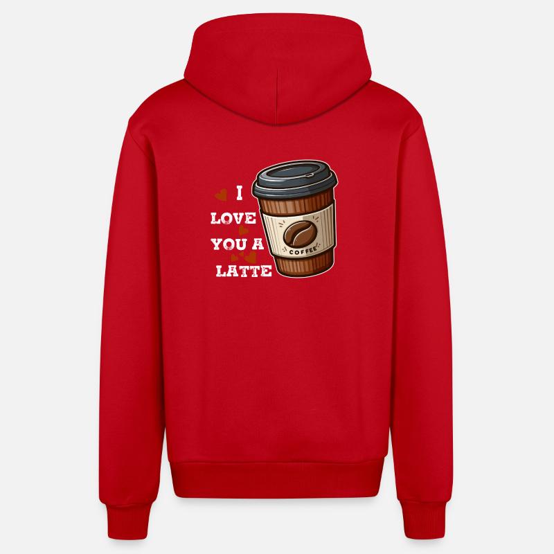 Ich liebe einen Latte - Organic Relaxed Kapuzenjacke Made in EU - Rot