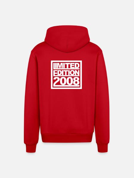 Limited Edition 2008 Design Birthday - Organic Relaxed Hooded Jacket Made in EU - red