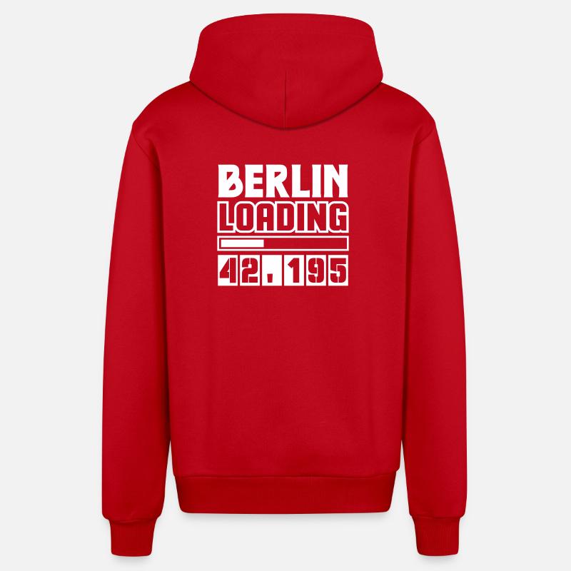Berlin Loading 42.195 - Organic Relaxed Kapuzenjacke Made in EU - Rot