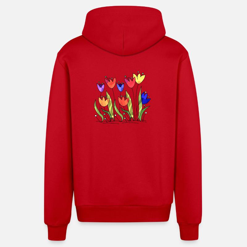 Fleur - Veste à capuche bio décontractée fabriquée en UE - rouge