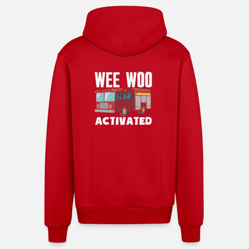 Wee Woo Squad Fire Tiny Feuerwehrmann - Organic Relaxed Kapuzenjacke Made in EU - Rot