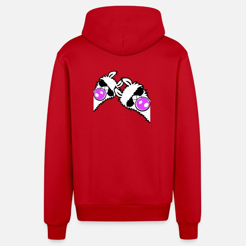 2 Lamas Bubbles Side Team Friends Crew - Veste à capuche bio décontractée fabriquée en UE - rouge
