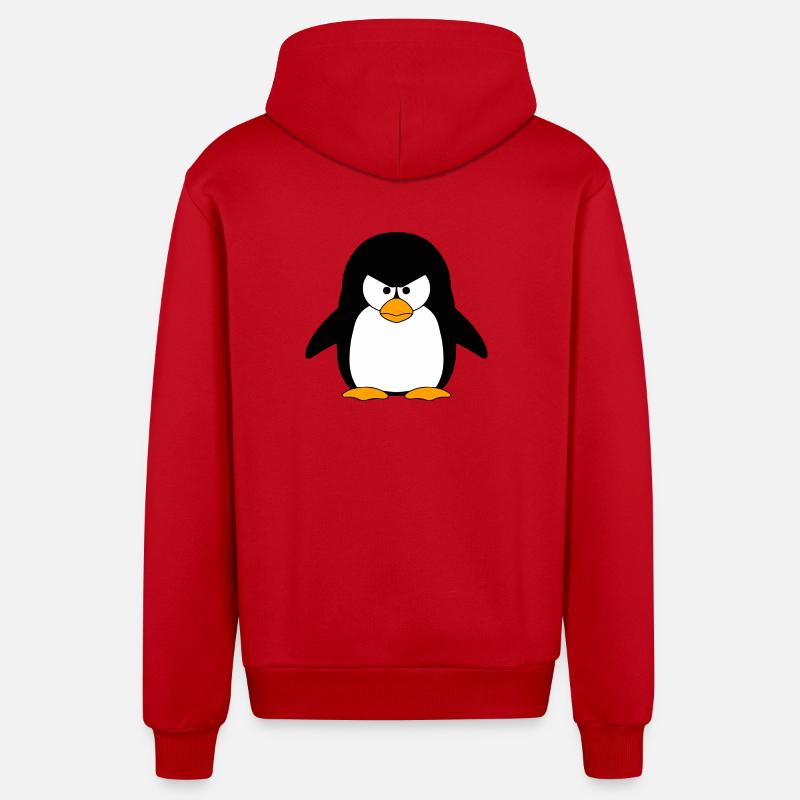 Dessin animé du Pingouin en Colère - Veste à capuche bio décontractée fabriquée en UE - rouge