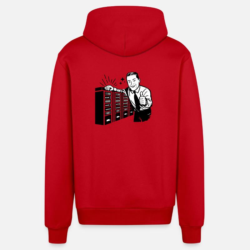 Rétro IT Admin Smiling – Support technique vintage - Veste à capuche bio décontractée fabriquée en UE - rouge