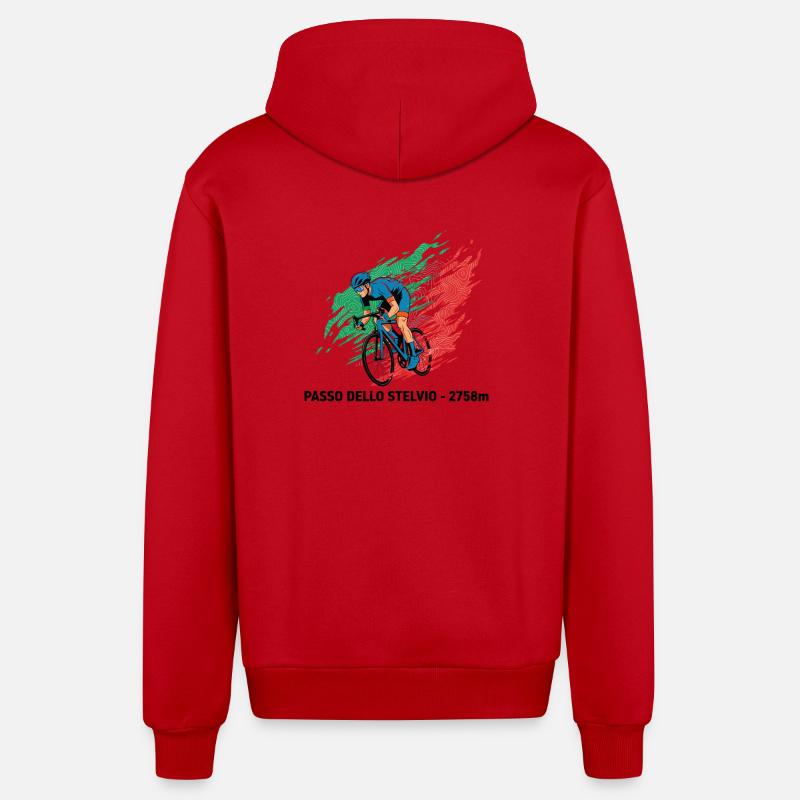 Passage dello Stelvio Grimpeur Colour Burst - Veste à capuche bio décontractée fabriquée en UE - rouge