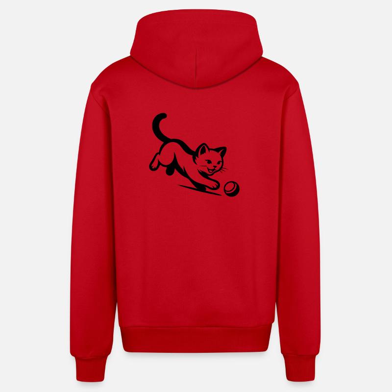 Chat - Veste à capuche bio décontractée fabriquée en UE - rouge