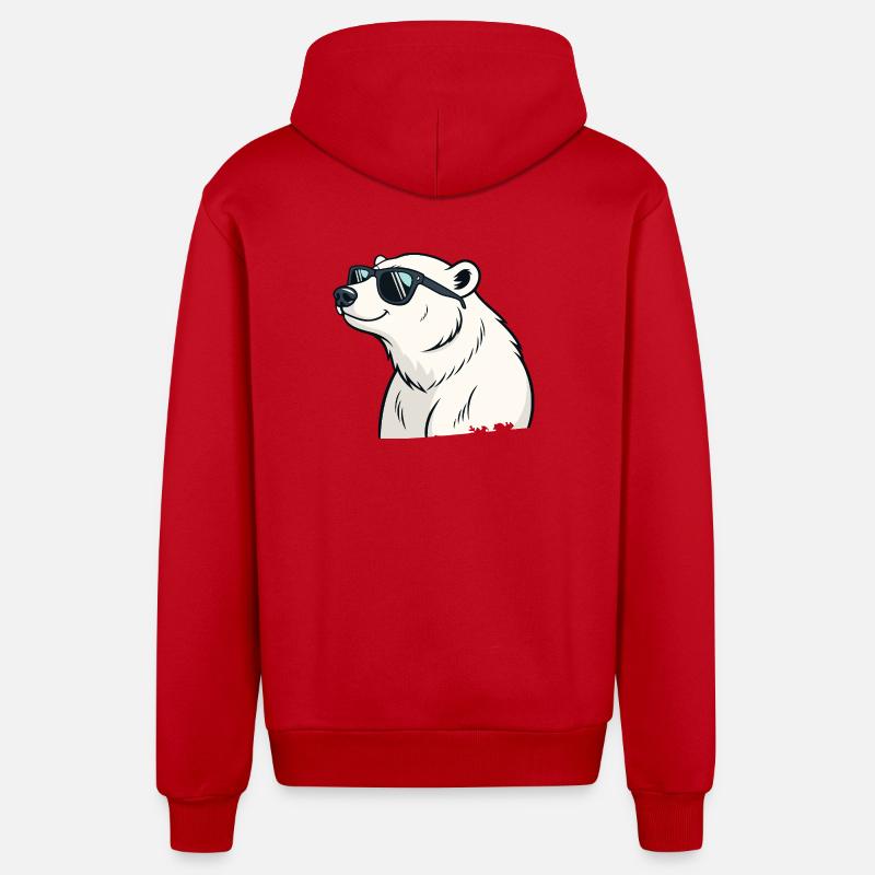 Cooler Eisbär mit Brille - Organic Relaxed Kapuzenjacke Made in EU - Rot