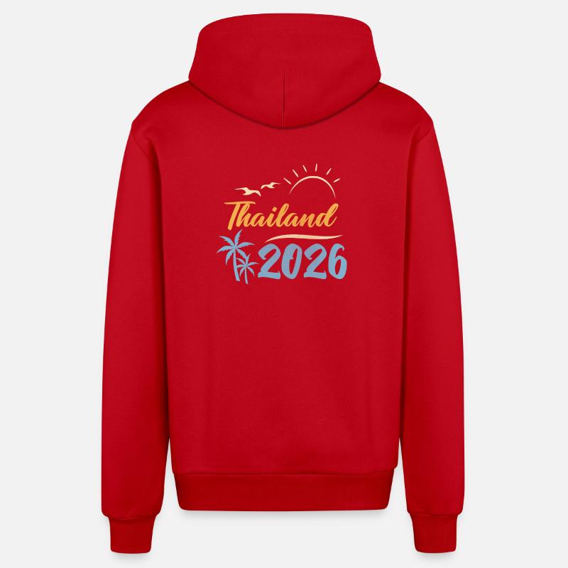 Thaïlande 2026 - Veste à capuche bio décontractée fabriquée en UE - rouge