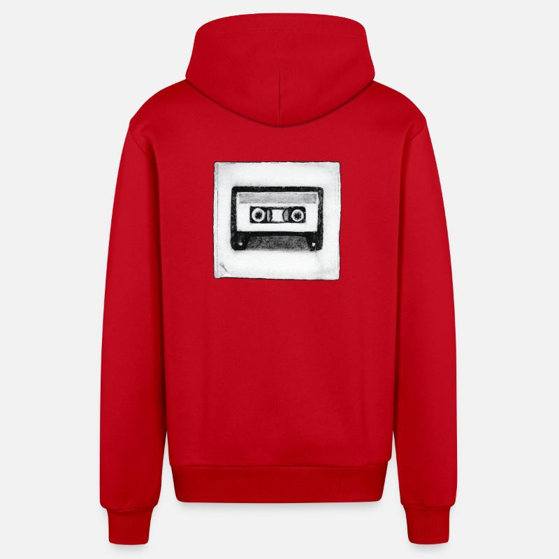 Cassette - œuvres sculptées à la main - Veste à capuche bio décontractée fabriquée en UE - rouge