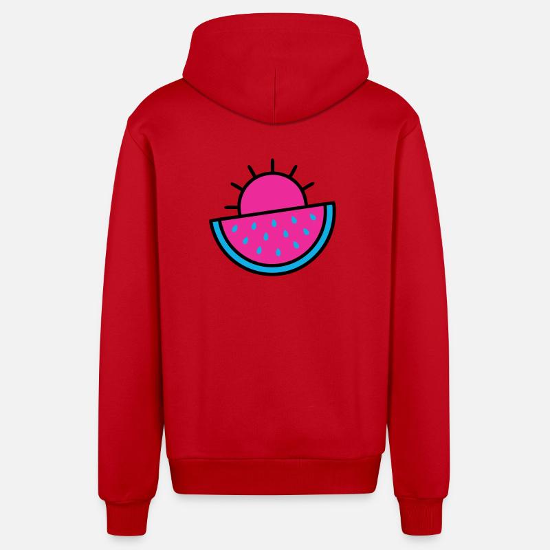 Watermelon Sun 90s Pop Art - Organic Relaxed Hooded Jacket Made in EU - red