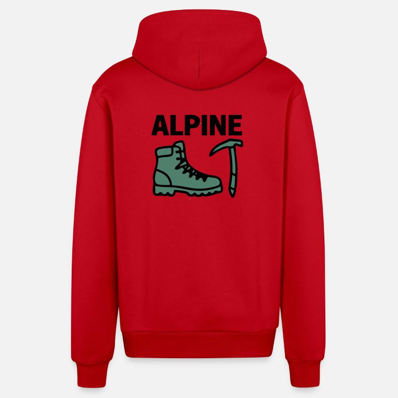 Wanderschuh Eispickel Alpine Bergsteigen Klettern - Organic Relaxed Hooded Jacket Made in EU - red