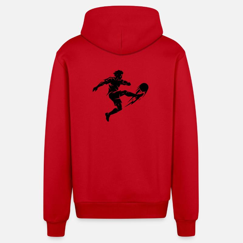 Silhouette du footballeur - Veste à capuche bio décontractée fabriquée en UE - rouge