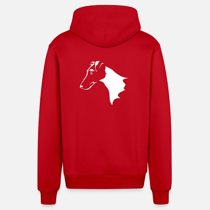 Foxterrier Kopf "Black Edition" - Organic Relaxed Kapuzenjacke Made in EU - Rot