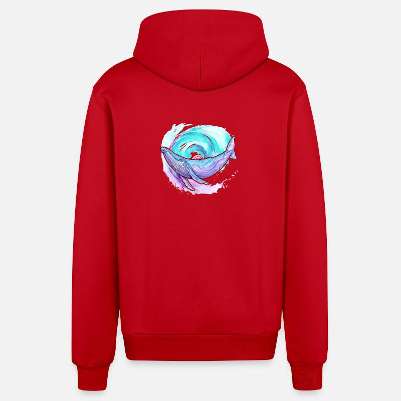 Baleine à bosse aquarelle - Veste à capuche bio décontractée fabriquée en UE - rouge