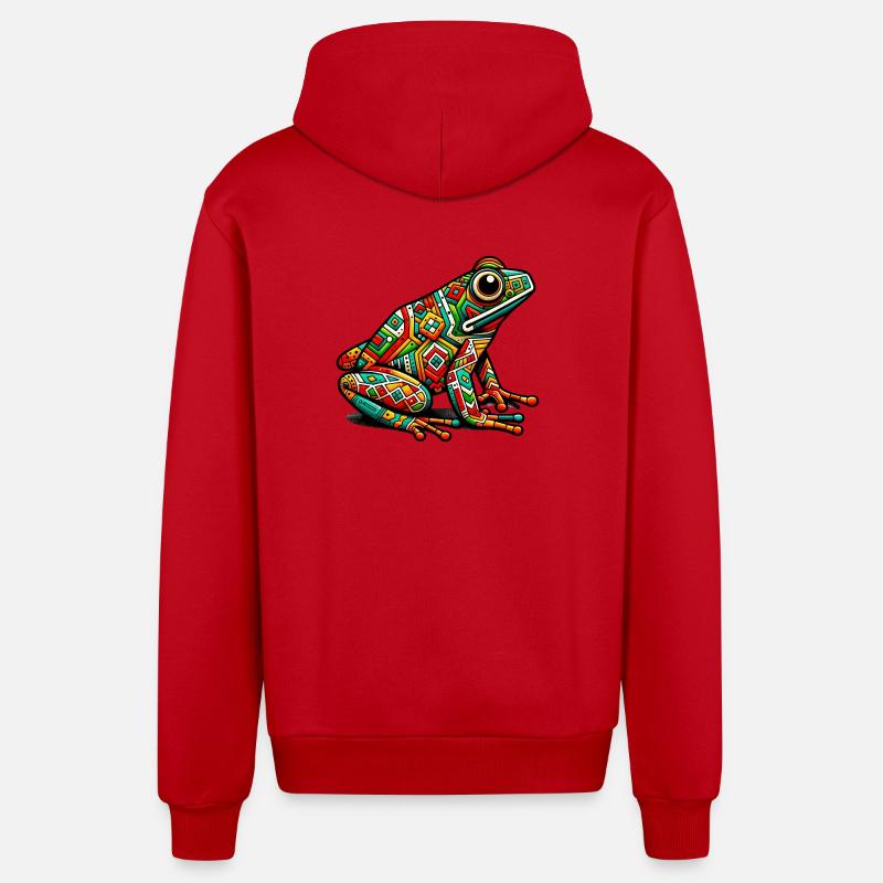 Grenouille - Veste à capuche bio décontractée fabriquée en UE - rouge