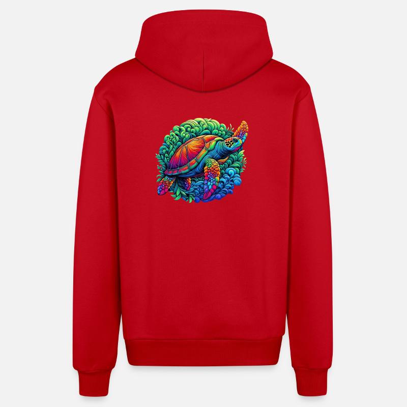 Turtle - Organic Relaxed Hooded Jacket Made in EU - red