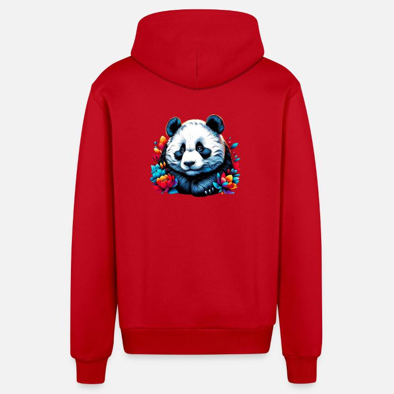 Panda - Organic Relaxed Kapuzenjacke Made in EU - Rot