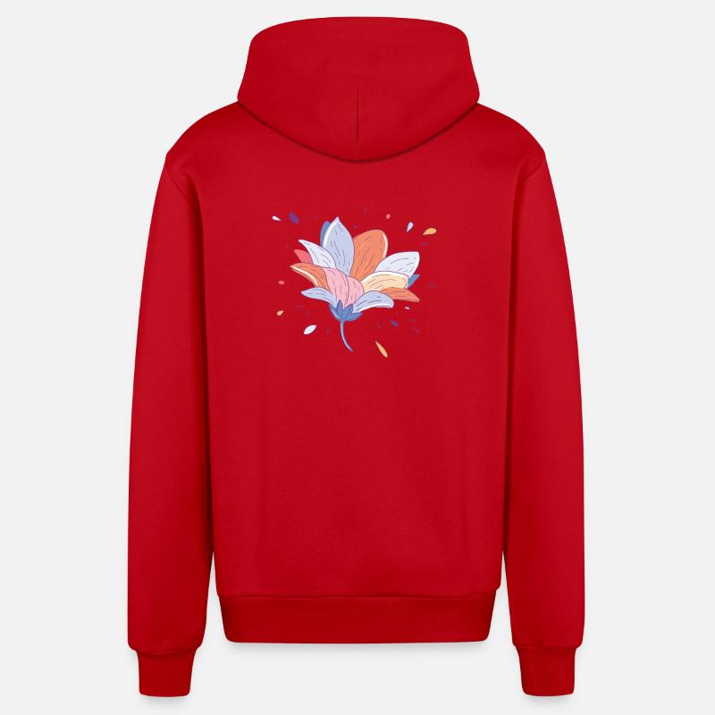 Fleur d’été - Veste à capuche bio décontractée fabriquée en UE - rouge