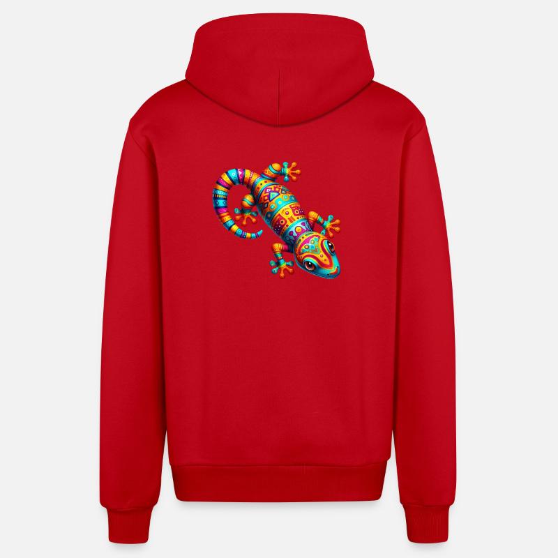 Gecko - Veste à capuche bio décontractée fabriquée en UE - rouge