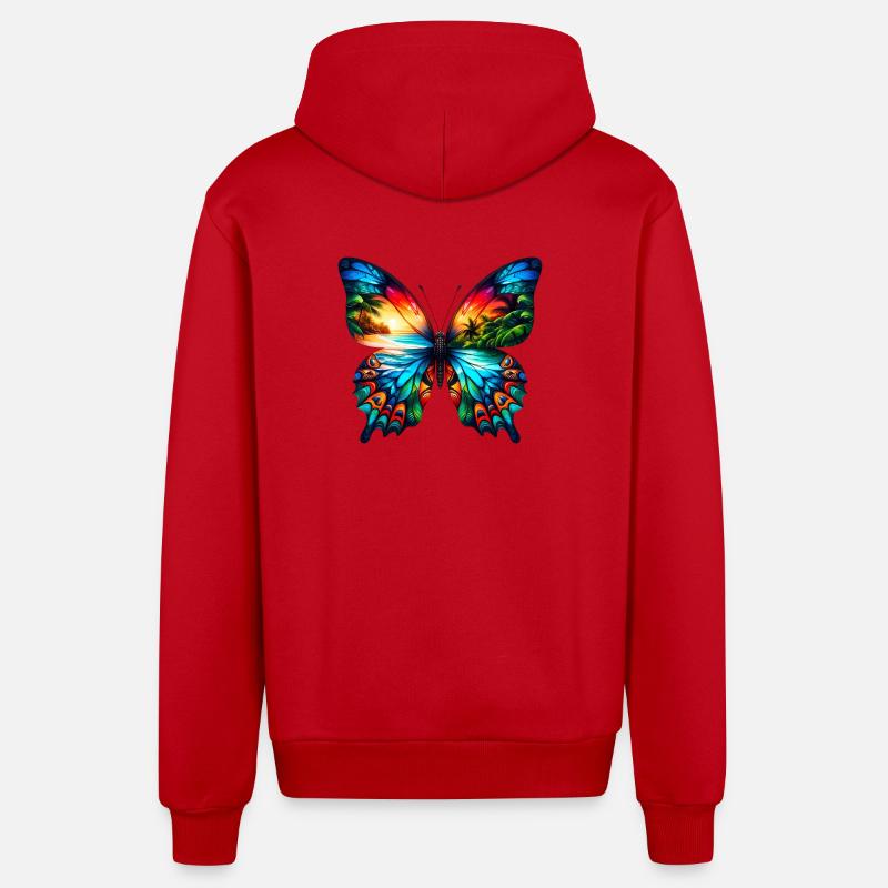Papillon - Veste à capuche bio décontractée fabriquée en UE - rouge