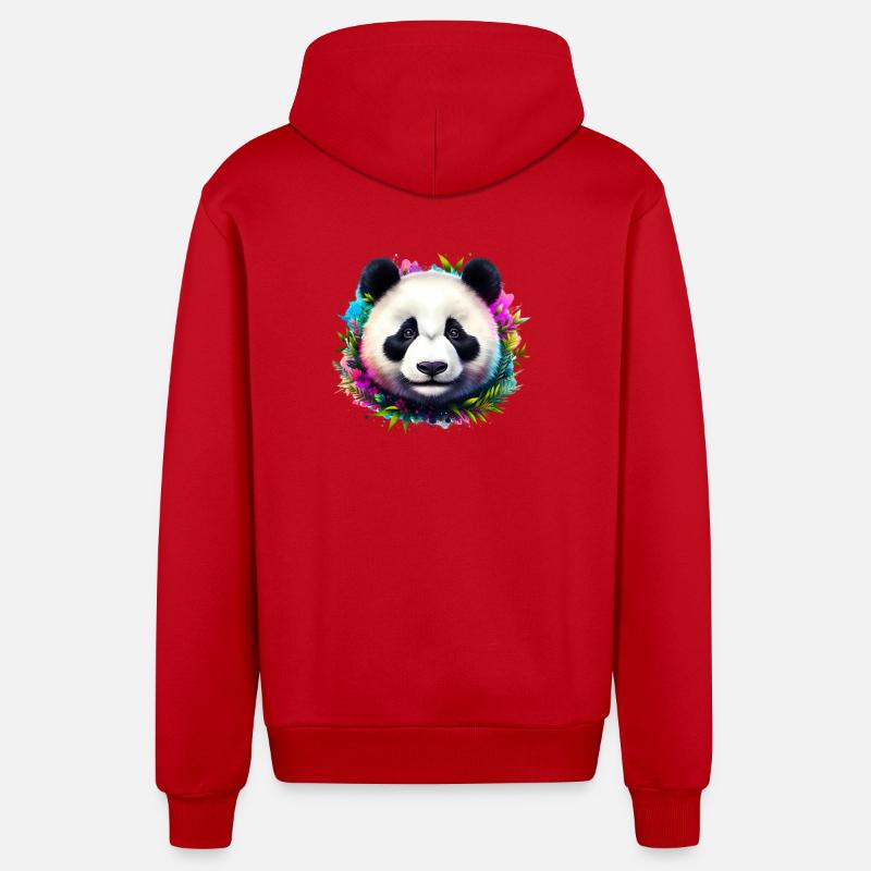 Panda - Veste à capuche bio décontractée fabriquée en UE - rouge