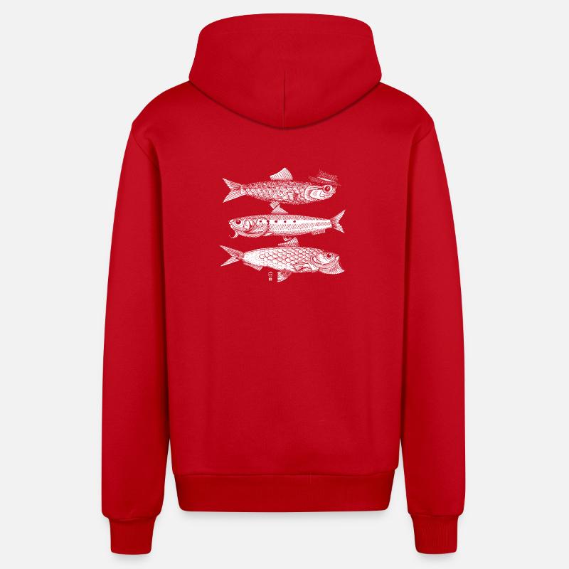 3 Poissons - blanc - Veste à capuche bio décontractée fabriquée en UE - rouge