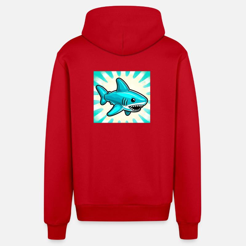 Requin - Veste à capuche bio décontractée fabriquée en UE - rouge