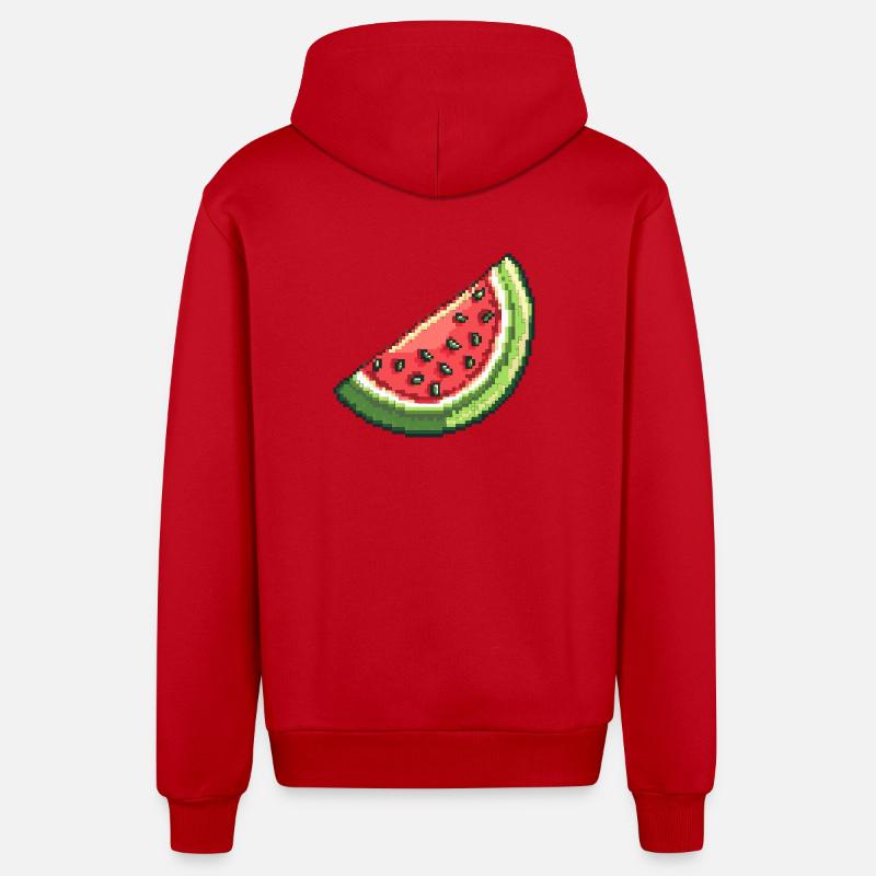 Tranche de pastèque pixel - Veste à capuche bio décontractée fabriquée en UE - rouge