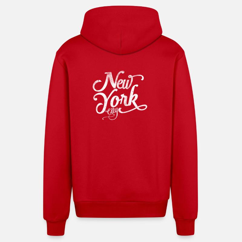 New York - Souvenir classique - Veste à capuche bio décontractée fabriquée en UE - rouge
