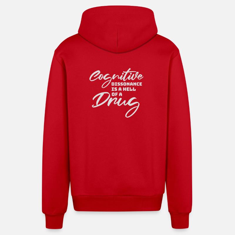 La dissonance cognitive est un sacré dicton. - Veste à capuche bio décontractée fabriquée en UE - rouge