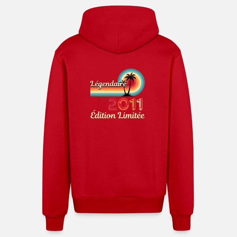 Légendaire 2011, édition limitée - Veste à capuche bio décontractée fabriquée en UE - rouge