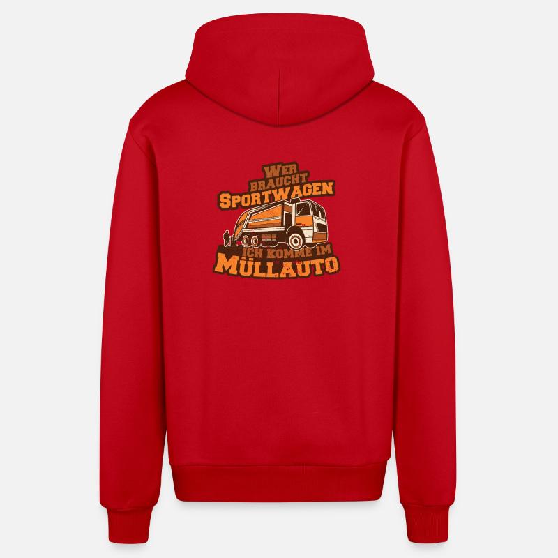 Müllauto Spruch - Organic Relaxed Kapuzenjacke Made in EU - Rot