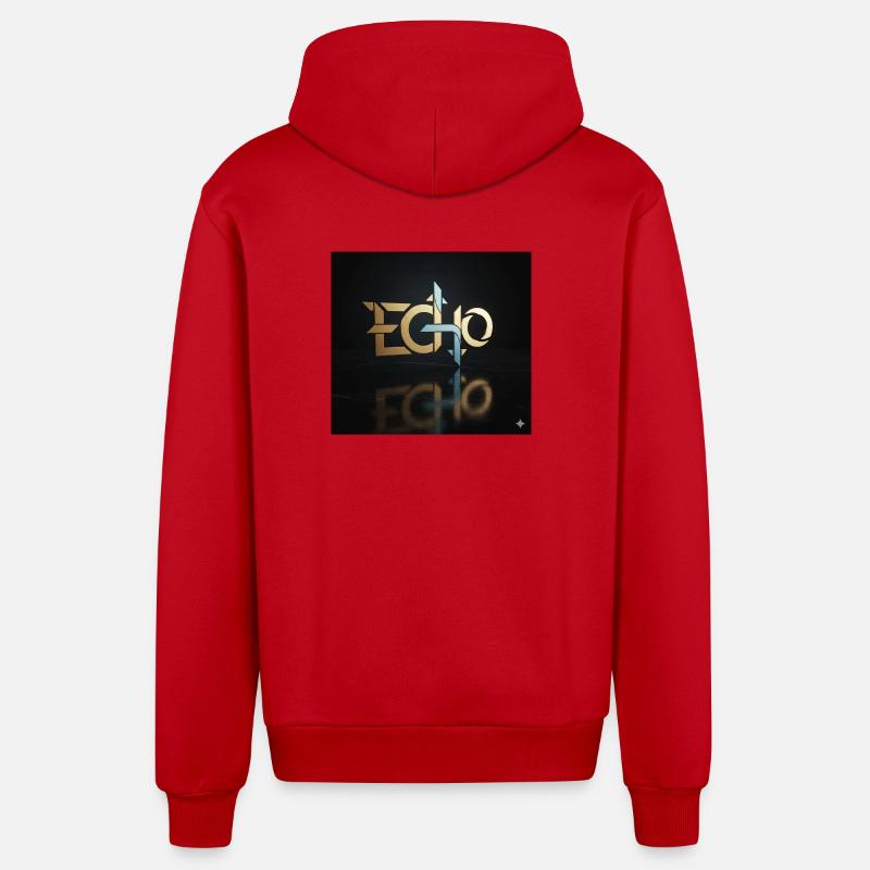 Jeu de lumière Echo Geometry - Veste à capuche bio décontractée fabriquée en UE - rouge