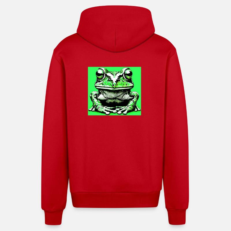 grenouille - Veste à capuche bio décontractée fabriquée en UE - rouge