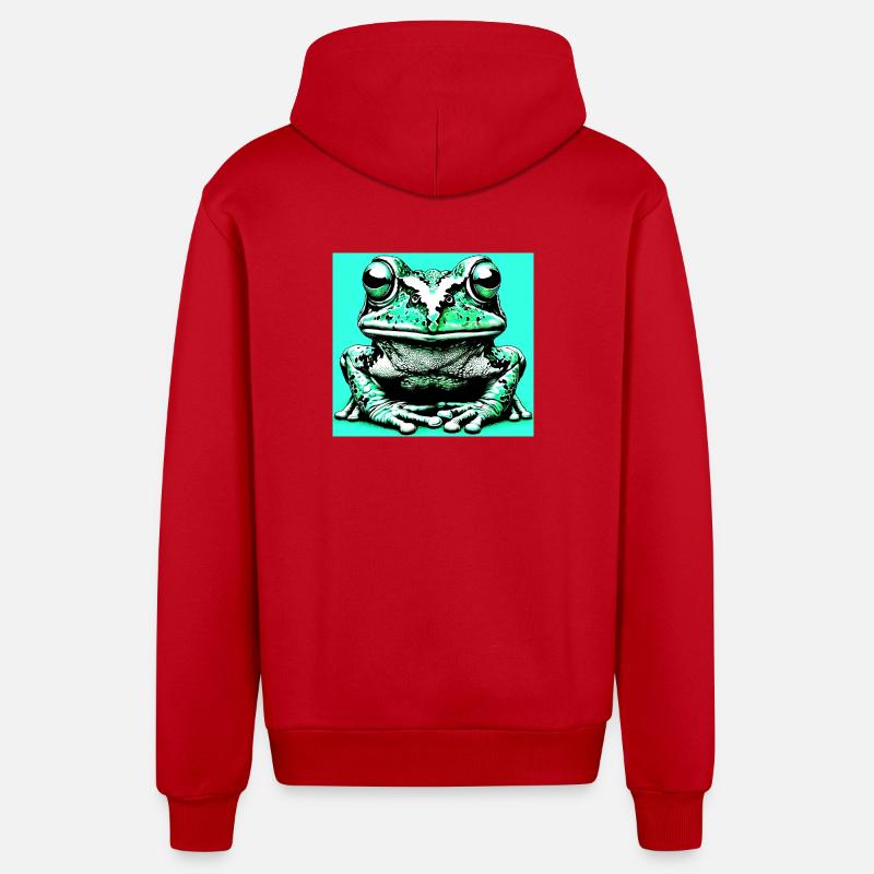 grenouille - Veste à capuche bio décontractée fabriquée en UE - rouge