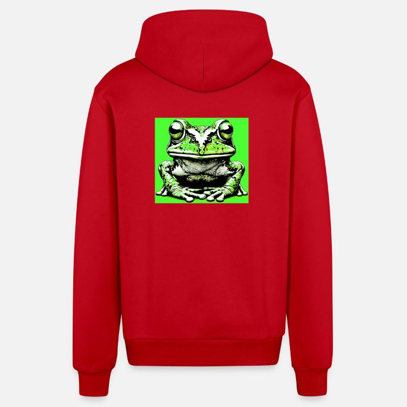 grenouille - Veste à capuche bio décontractée fabriquée en UE - rouge