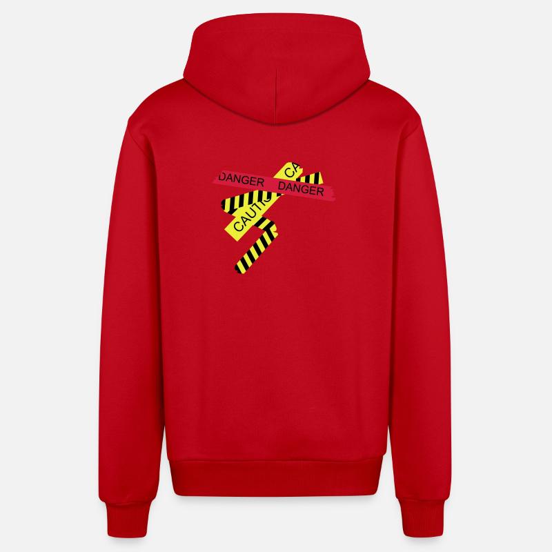 Attention, risque - Veste à capuche bio décontractée fabriquée en UE - rouge