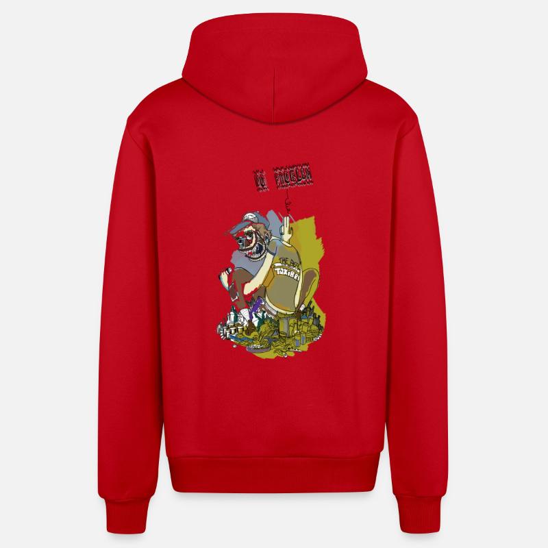 ToxiBrute - Veste à capuche bio décontractée fabriquée en UE - rouge