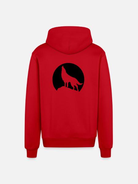 Wolf - Mond - Organic Relaxed Kapuzenjacke Made in EU - Rot