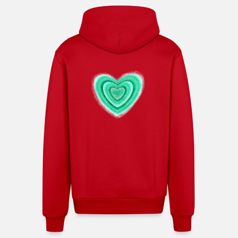 Cœur - Veste à capuche bio décontractée fabriquée en UE - rouge