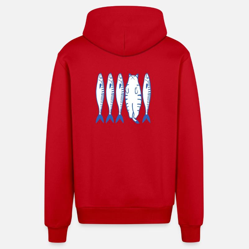 chat blanc et companie - Veste à capuche bio décontractée fabriquée en UE - rouge