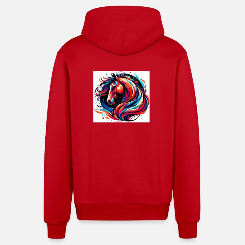 Cheval - Veste à capuche bio décontractée fabriquée en UE - rouge