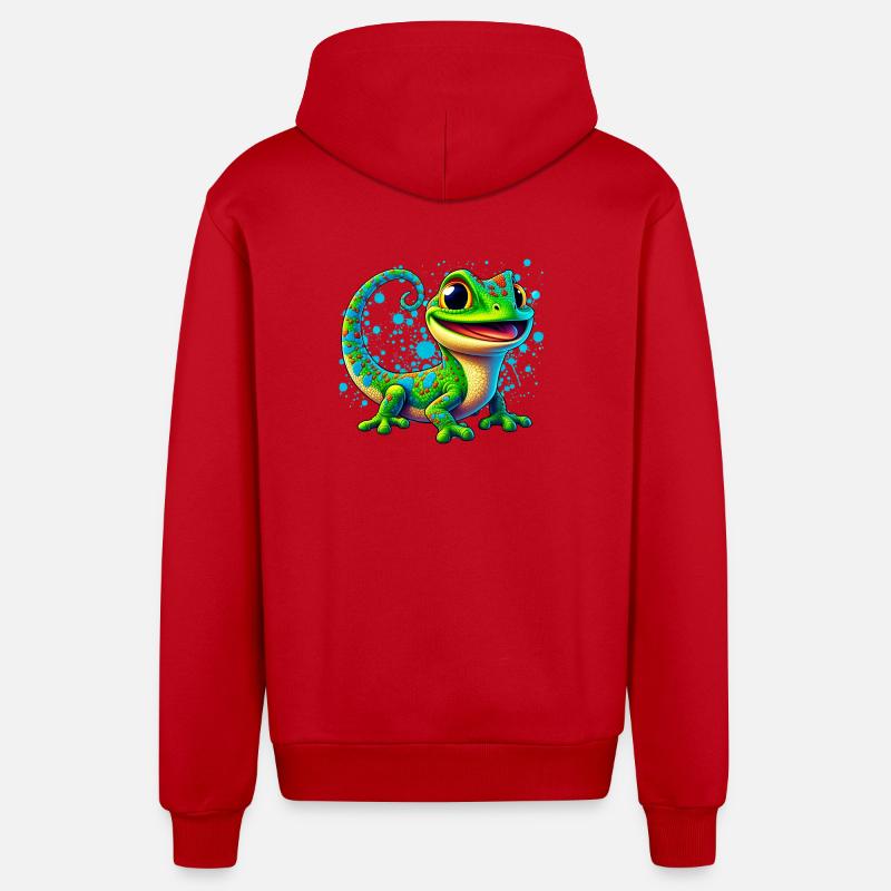 Gecko - Veste à capuche bio décontractée fabriquée en UE - rouge