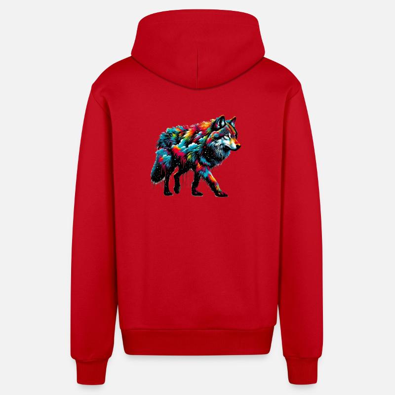 Wolf - Organic Relaxed Hooded Jacket Made in EU - red