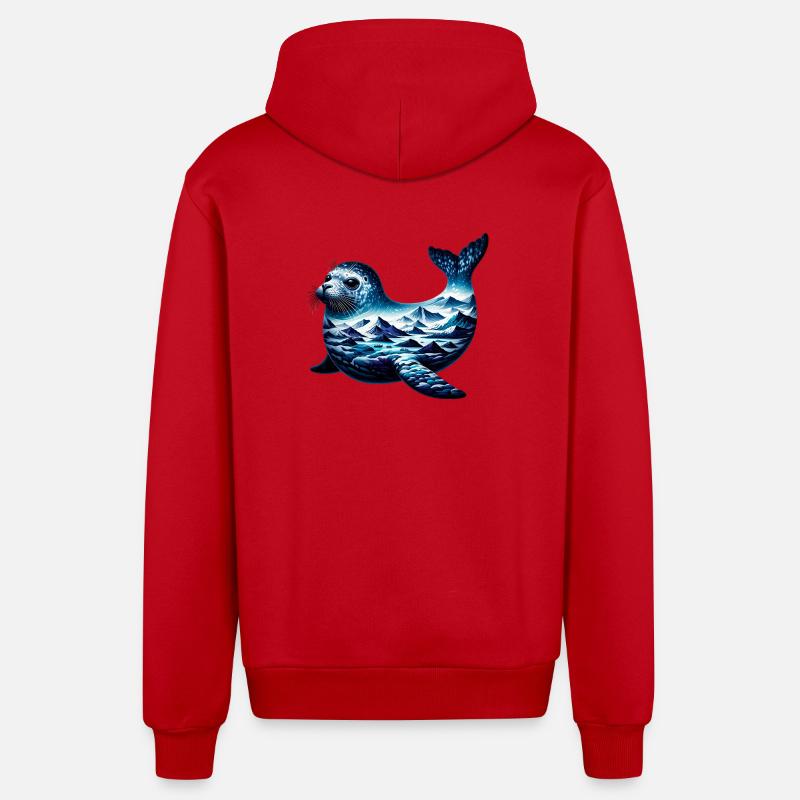 Phoque - Veste à capuche bio décontractée fabriquée en UE - rouge