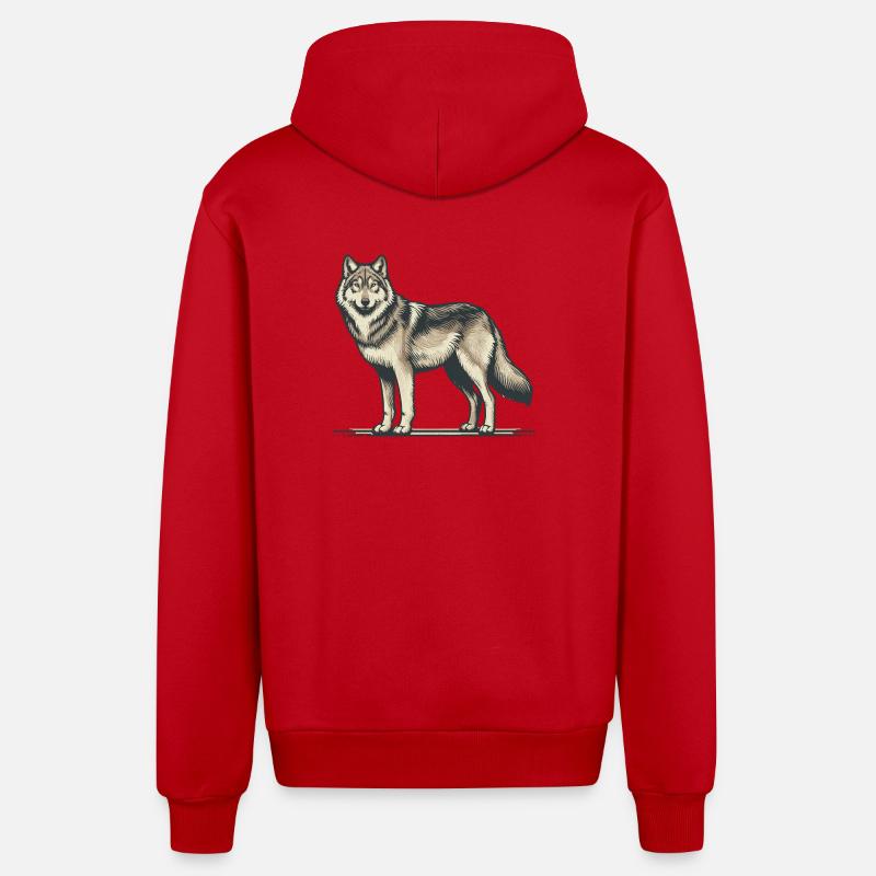 Wolf - Organic Relaxed Kapuzenjacke Made in EU - Rot