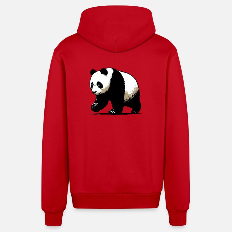 Panda - Veste à capuche bio décontractée fabriquée en UE - rouge