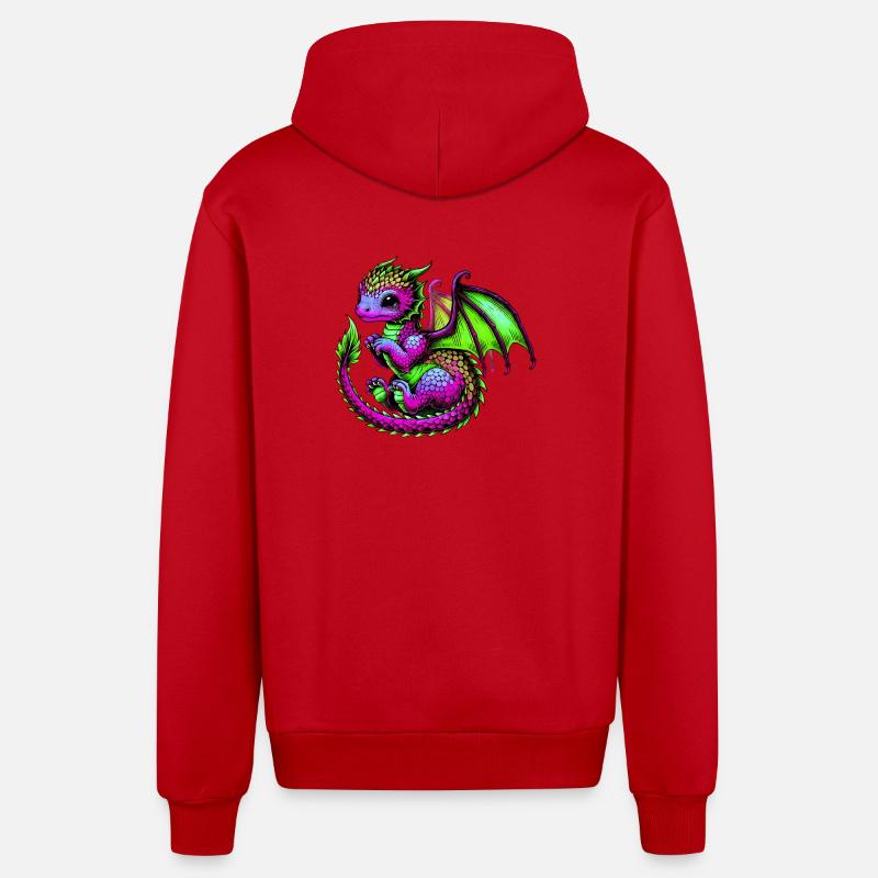 Dragon - Veste à capuche bio décontractée fabriquée en UE - rouge